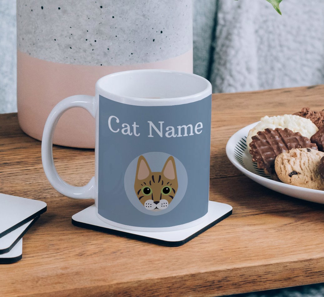 Name & Icon: Personalized {breedCommonName} Mug - on a coffee table