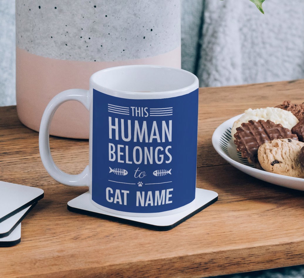 This Person Belongs to...:  Personalised {breedCommonName} Mug - on a coffee table