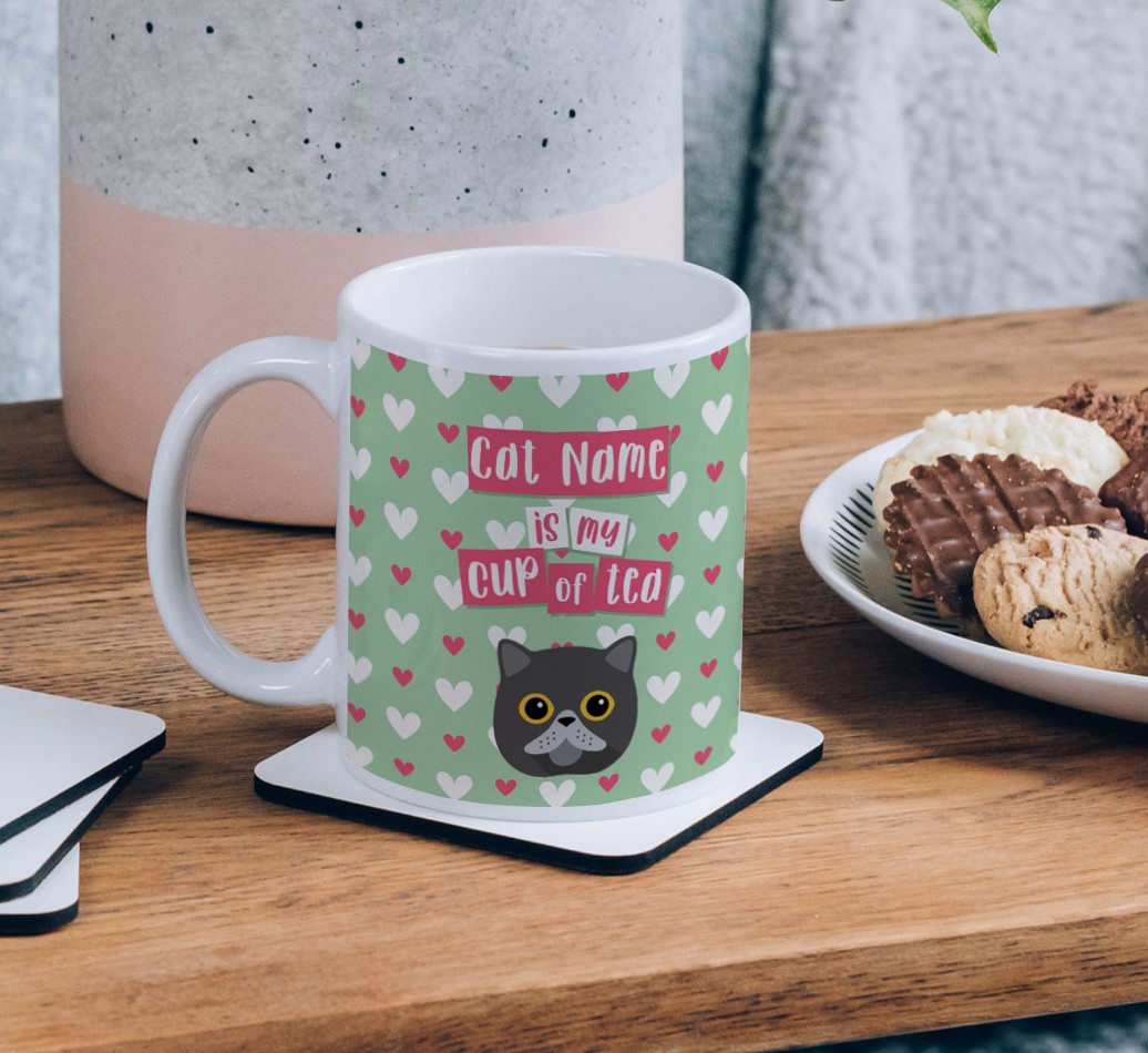 My Cup of Tea: Personalised {breedCommonName} Mug - on a coffee table