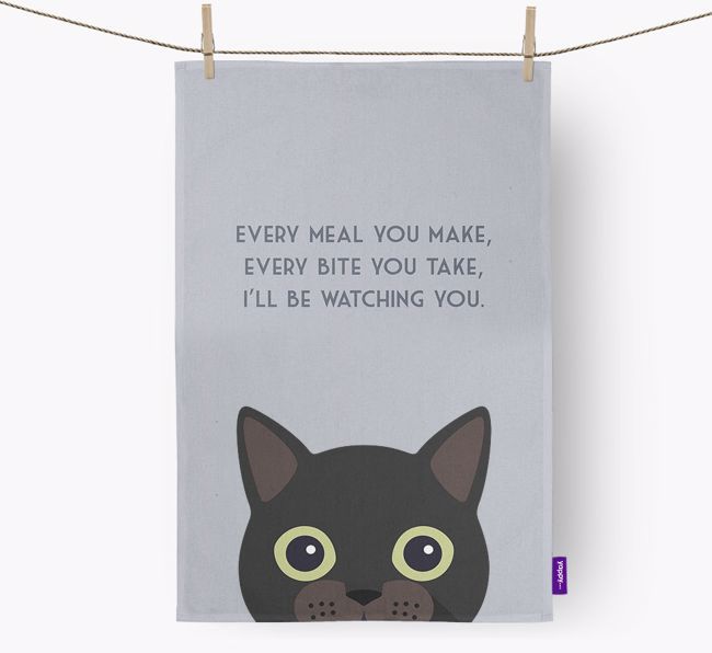 'I'll Be Watching You' - Personalised {breedFullName} Tea Towel