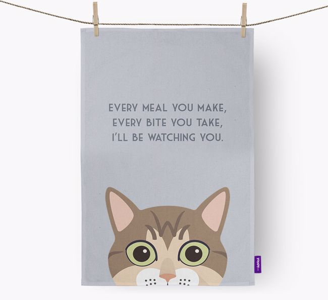 'I'll Be Watching You' - Personalised {breedFullName} Tea Towel