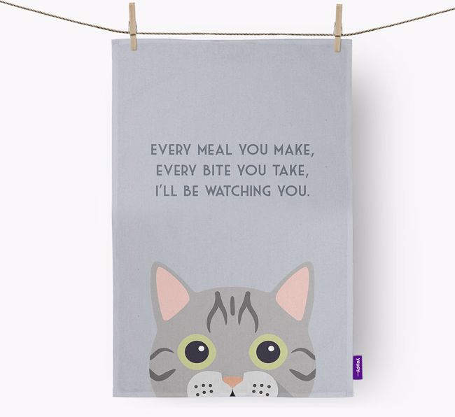 'I'll Be Watching You' - Personalised {breedFullName} Tea Towel