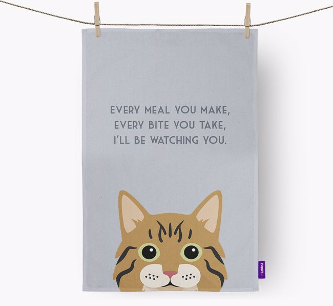 'I'll Be Watching You' - Personalised {breedFullName} Tea Towel