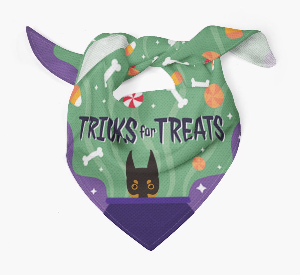 'Tricks For Treats' Bandana with Icon of your {breedFullName} Tied