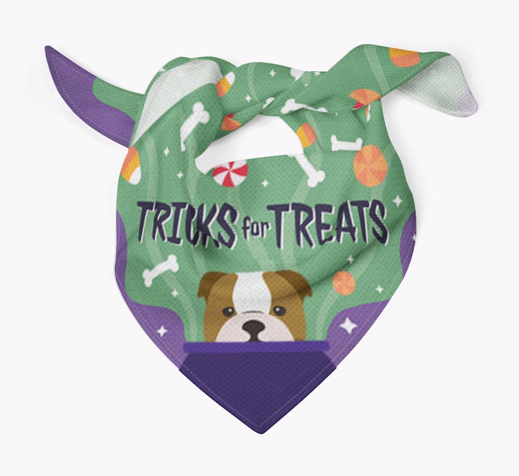 Tricks for Treats: Personalized {breedFullName} Bandana - Tied bandana