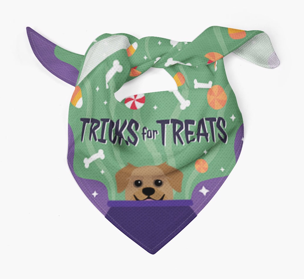 'Tricks For Treats' Bandana with Icon of your {breedFullName} Tied