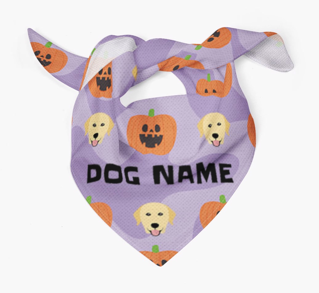 'Pumpkin Pattern' - Personalized {breedFullName} Bandana - Tied bandana
