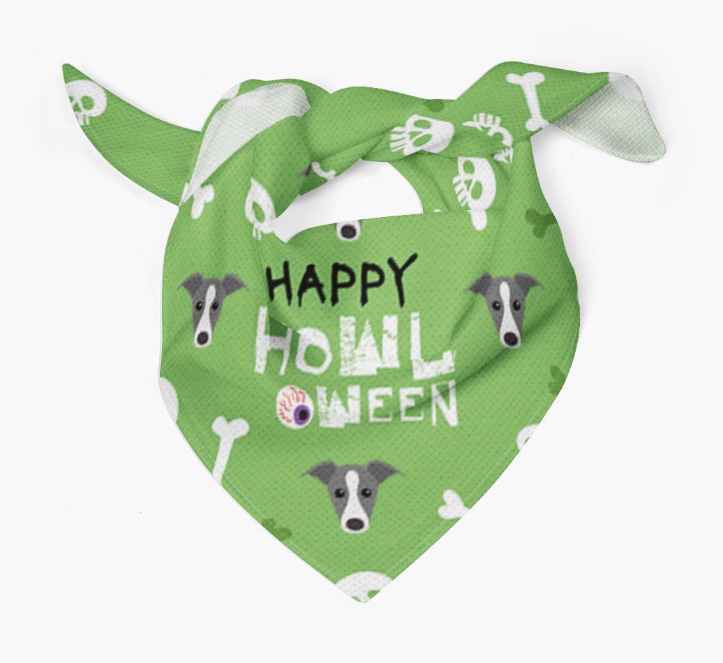 'Happy Howloween' Bandana with Icons of your {breedFullName} Tied