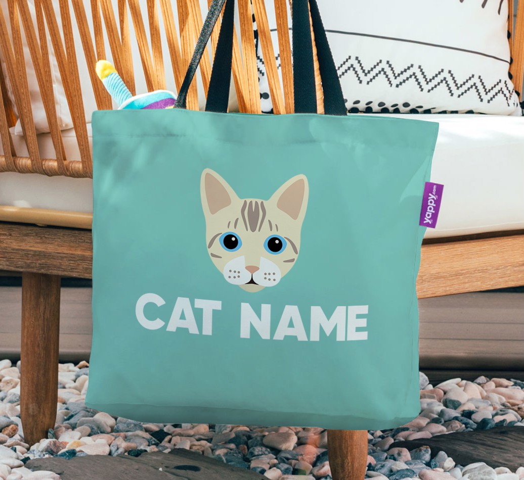 Personalized {breedFullName} Icon Canvas Bag - hanging on a chair