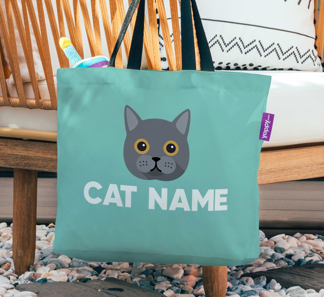 Personalized {breedFullName} Icon Canvas Bag - hanging on a chair