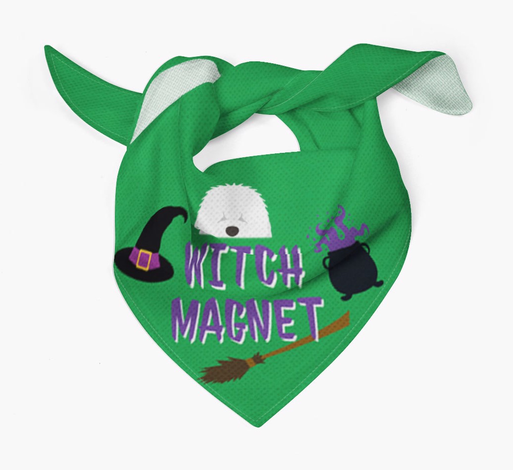 'Witch Magnet' Bandana with Icon of your {breedFullName} Tied
