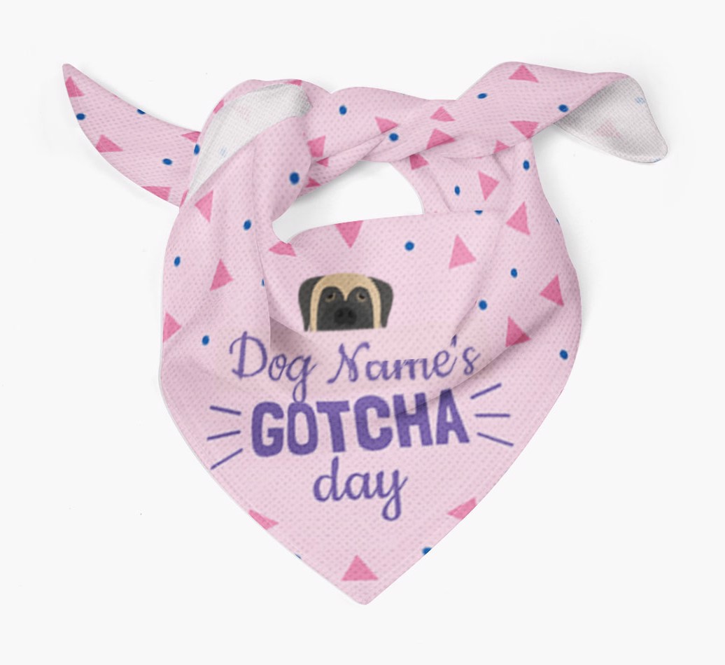 Personalized 'Gotcha Day' Bandana with Icon of your {breedFullName} Tied