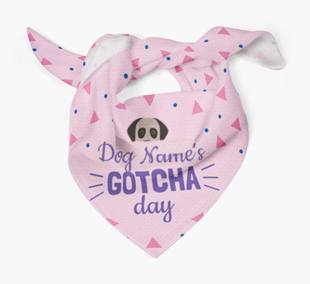 Personalized 'Gotcha Day' Bandana with Icon of your {breedFullName} Tied