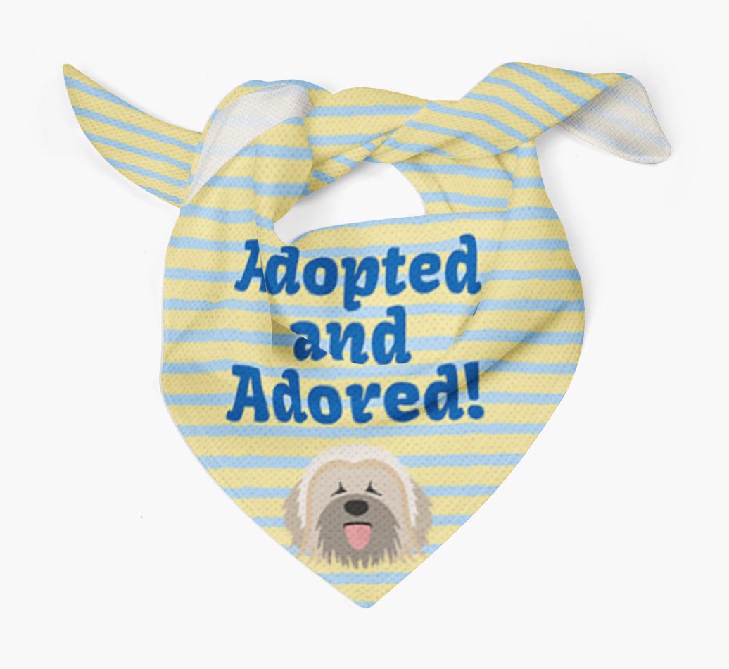 'Adopted and Adored' Bandana with Icon of your {breedFullName} Tied