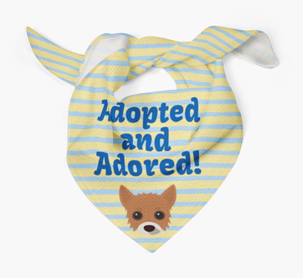 'Adopted and Adored' Bandana with Icon of your {breedFullName} Tied