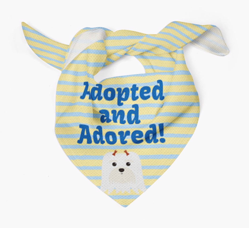 'Adopted and Adored' Bandana with Icon of your {breedFullName} Tied