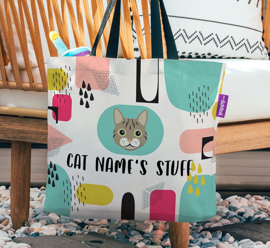 Stuff: Personalized {breedFullName} Canvas Bag - hanging on a chair