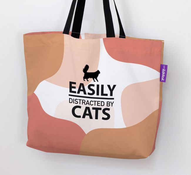 'Easily Distracted by Cats' - Personalised {breedFullName} Canvas Bag