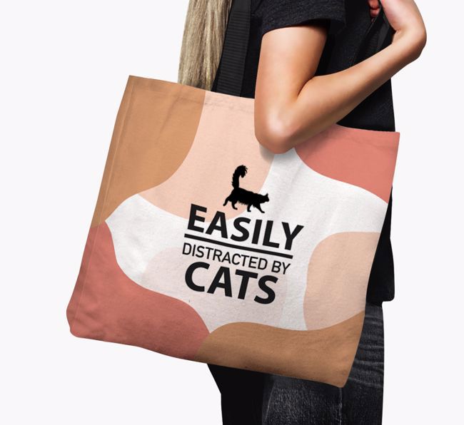 Easily Distracted by Cats: Personalised {breedFullName} Canvas Bag