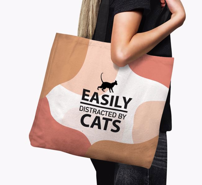 Easily Distracted by Cats: Personalised {breedFullName} Canvas Bag