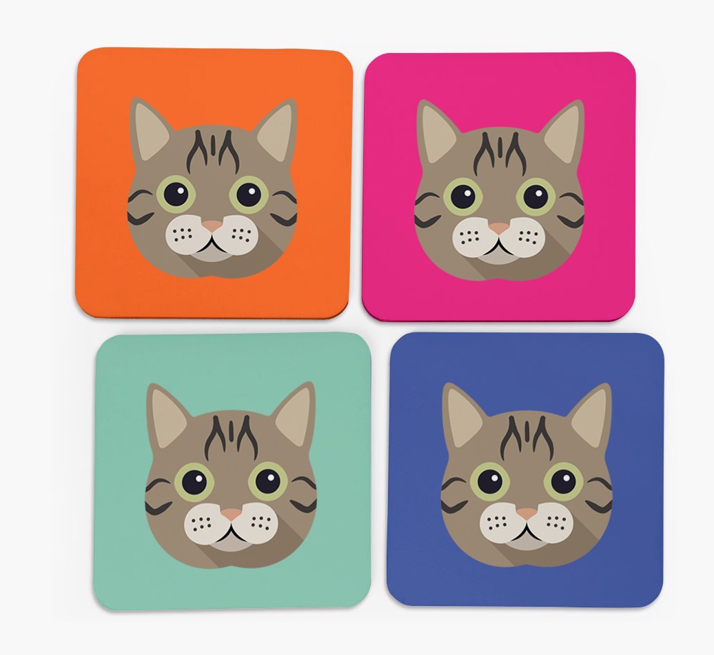 {breedFullName} Icon Coasters - Set of 4 - front of coasters