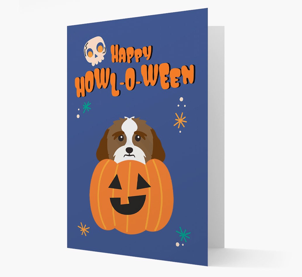 'Happy Howl-O-Ween' - Personalised {breedFullName} Card front