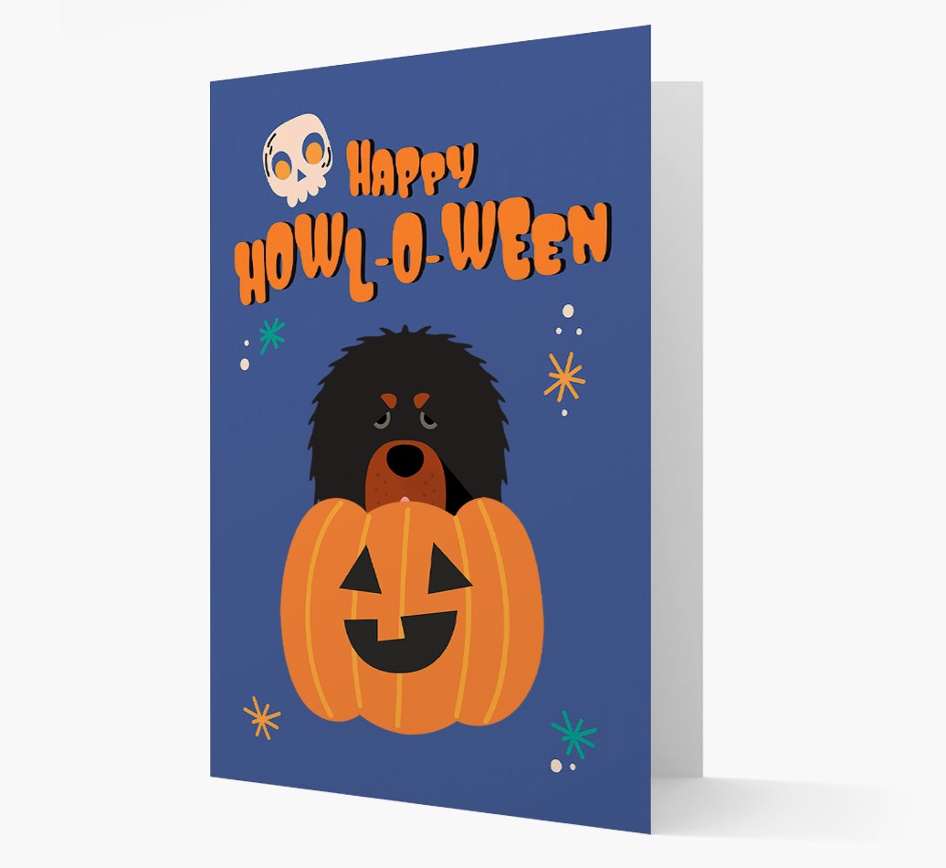 'Happy Howl-O-Ween' - Personalised {breedFullName} Card front
