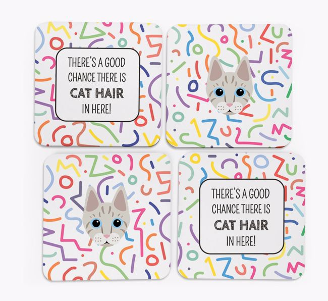 'Chance of Cat Hair' - Personalised {breedFullName} Coasters (Set of 4)