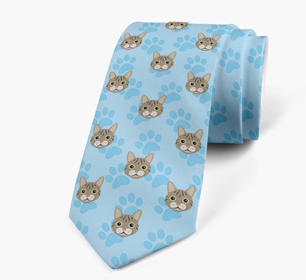 Paw Print Design : Personalised Neck Tie with {breedFullName} Icons - rolled up