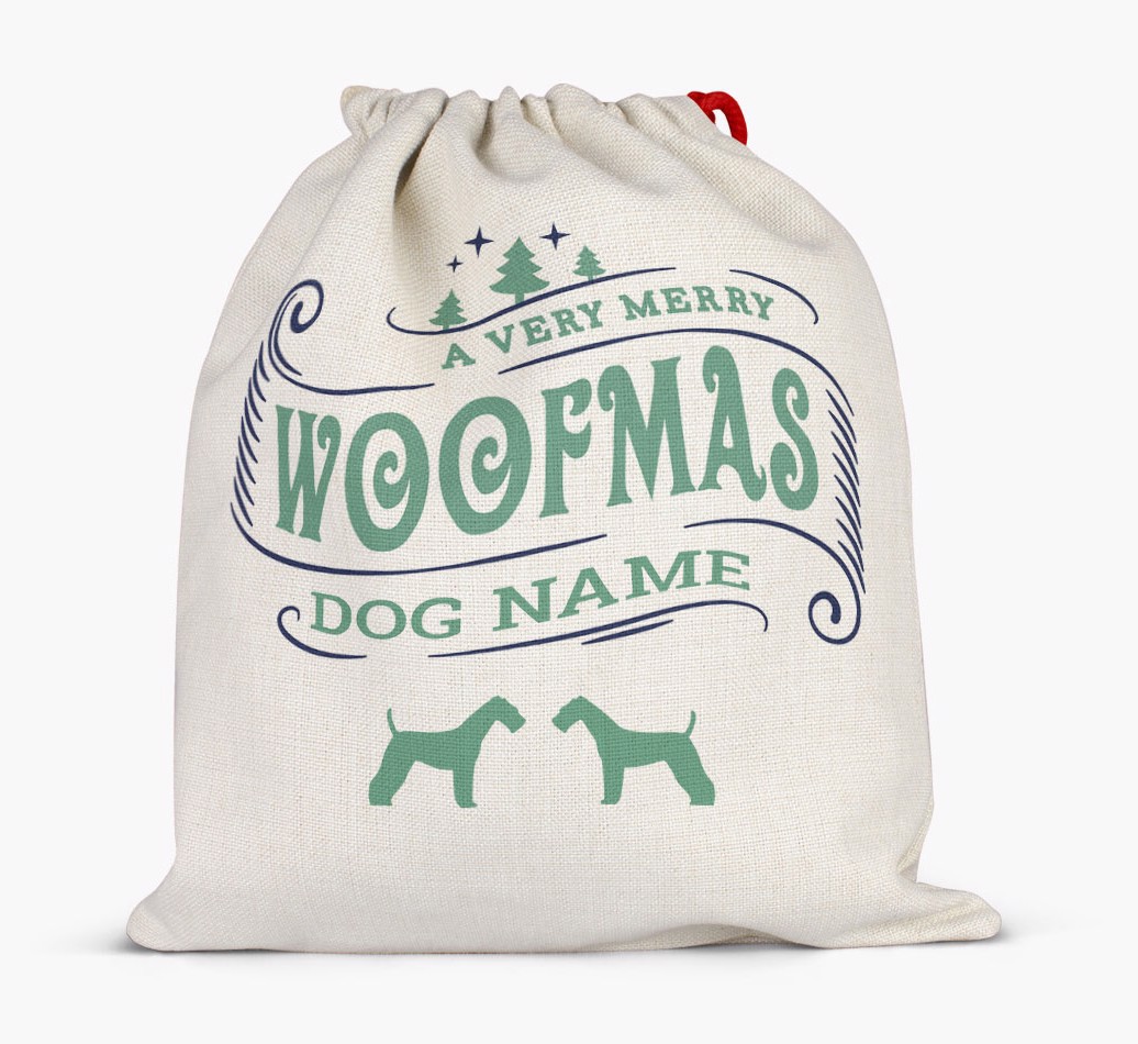 Personalized 'Merry Woofmas' Santa Sack for {dogsName} - Full