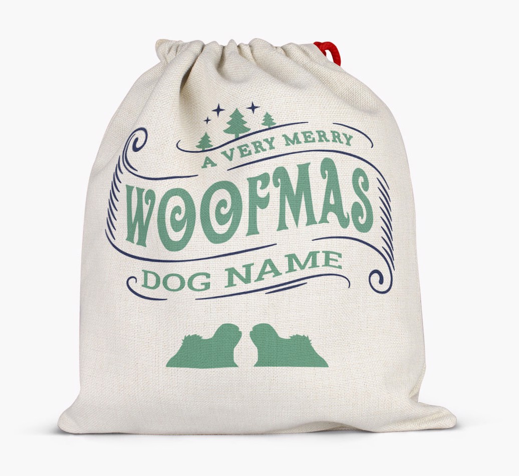 Personalized 'Merry Woofmas' Santa Sack for {dogsName} - Full