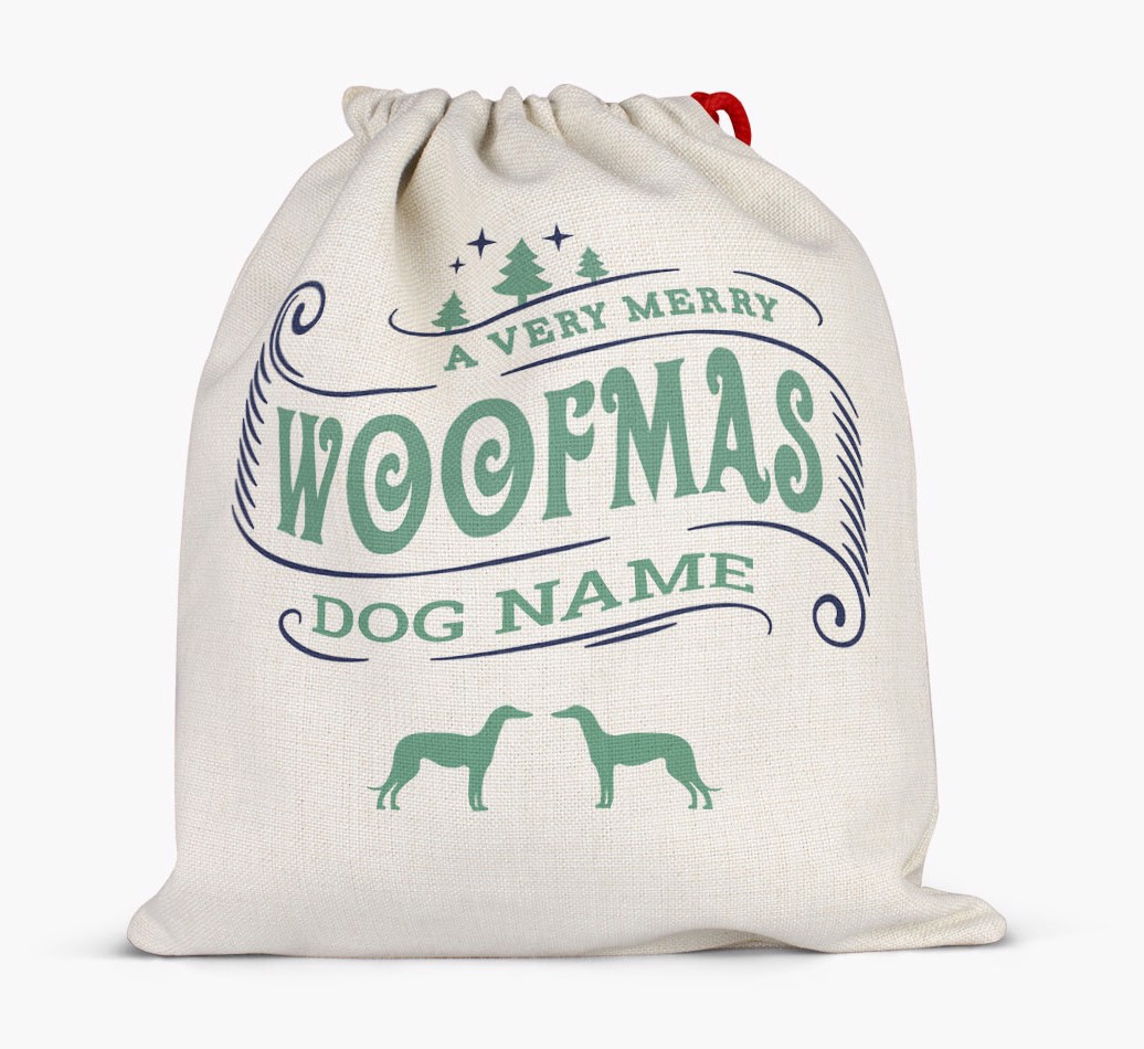 Personalised 'Merry Woofmas' Santa Sack for {dogsName} - Full