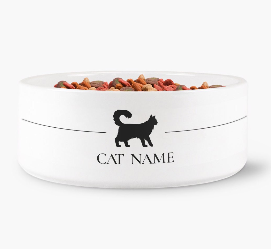 '{breedFullName} Silhouette' - Personalised Cat Bowl - front view