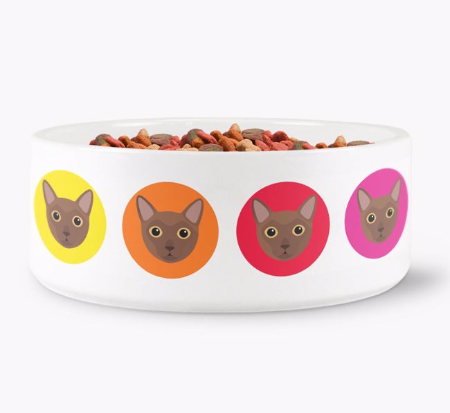 'Colourful {breedFullName} Icons' - Personalised Cat Bowl