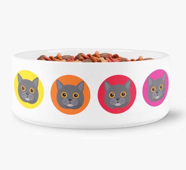 'Colourful {breedFullName} Icons' - Personalised Cat Bowl