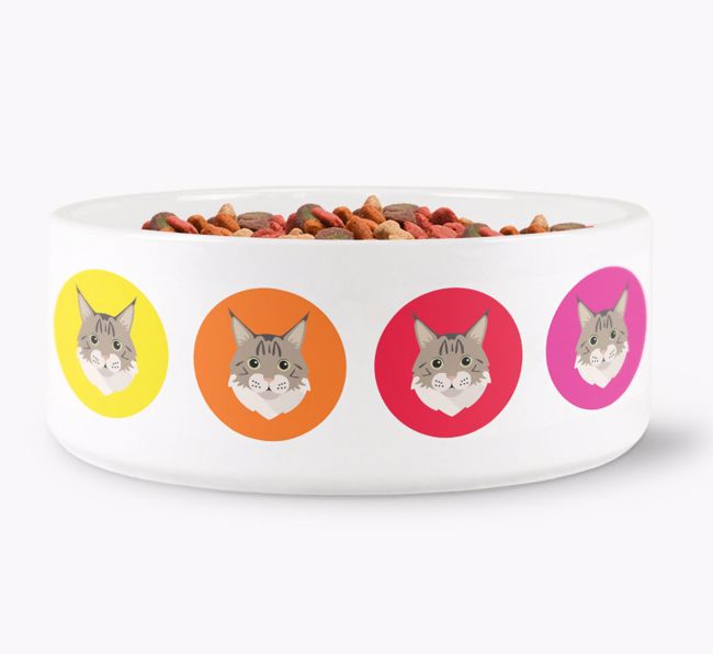 'Colourful {breedFullName} Icons' - Personalised Cat Bowl