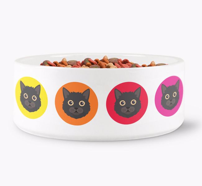 'Colourful {breedFullName} Icons' - Personalised Cat Bowl