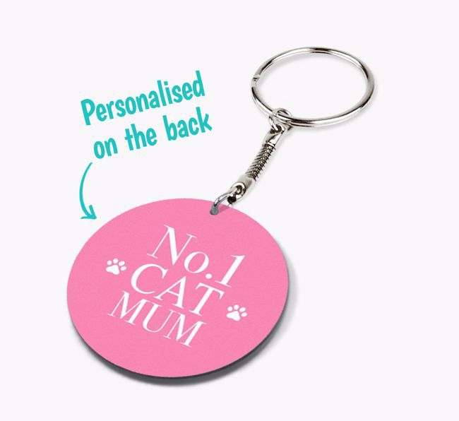 'No. 1 Cat Mum' - Personalised Double-sided Keyring