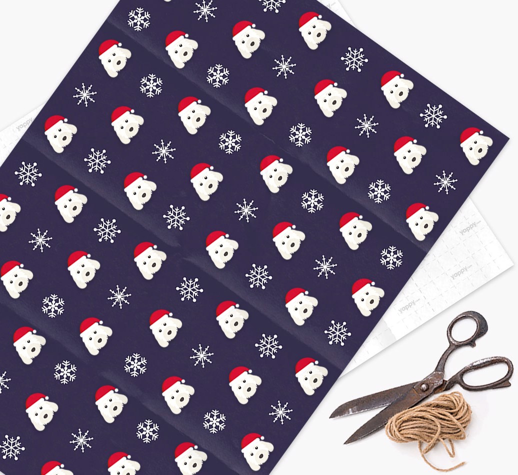 'Snowflake' - Personalized {breedFullName} Wrapping Paper - flat