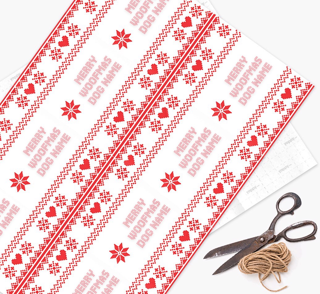 'Christmas Nordic Sweater' - Personalized {breedFullName} Wrapping Paper - flat