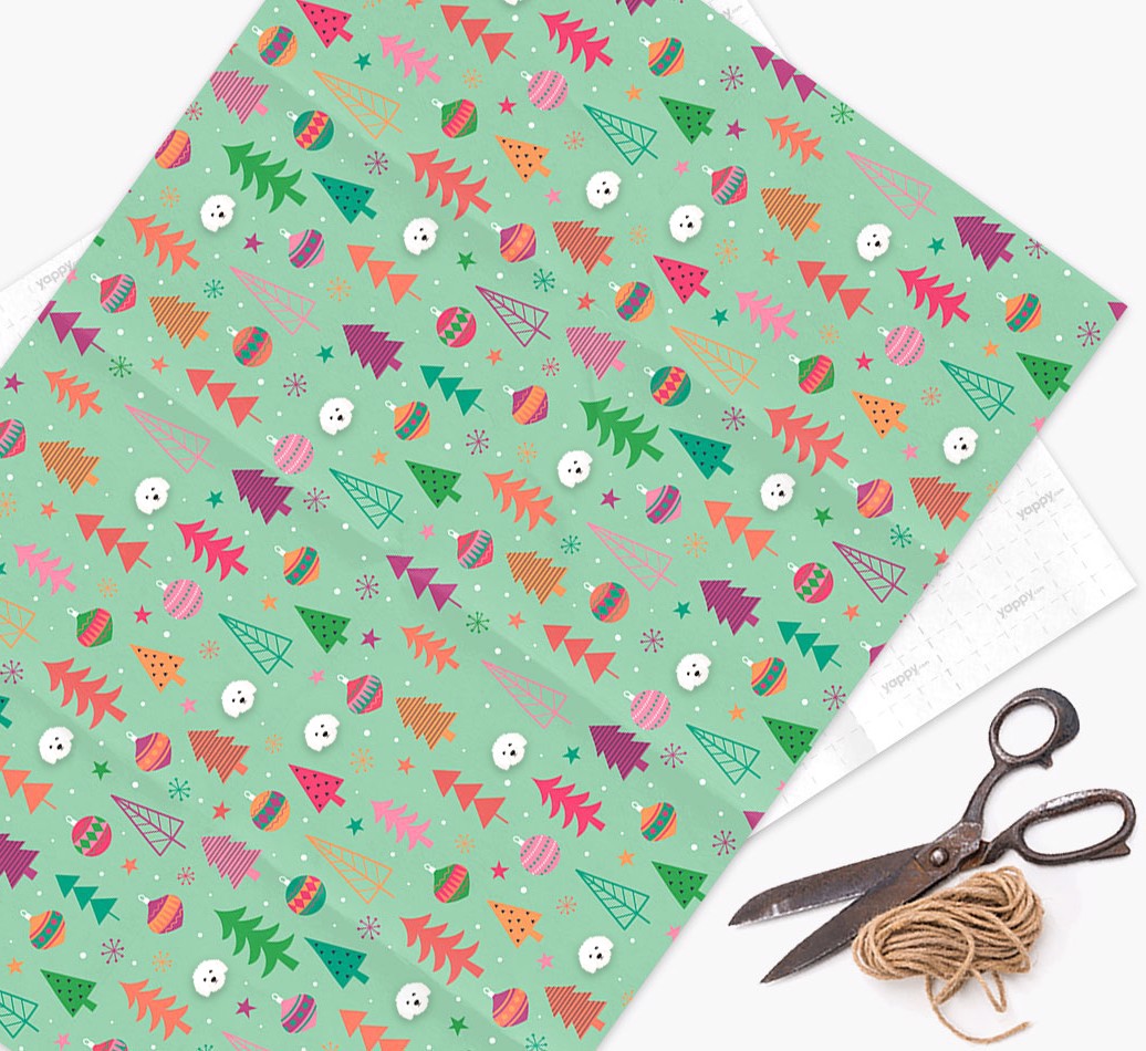 'Christmas Pattern' - Personalised {breedFullName} Wrapping Paper - flat