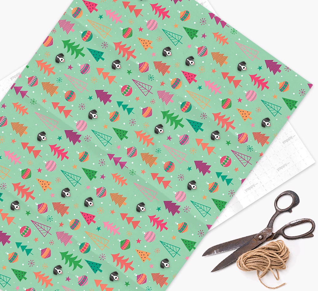 'Christmas Pattern' - Personalised {breedFullName} Wrapping Paper - flat