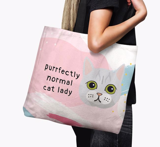 Purrfectly Normal Cat Lady: Personalised {breedCommonName} Canvas Bag
