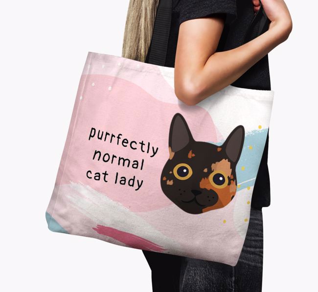 Purrfectly Normal Cat Lady: Personalized {breedCommonName} Canvas Bag