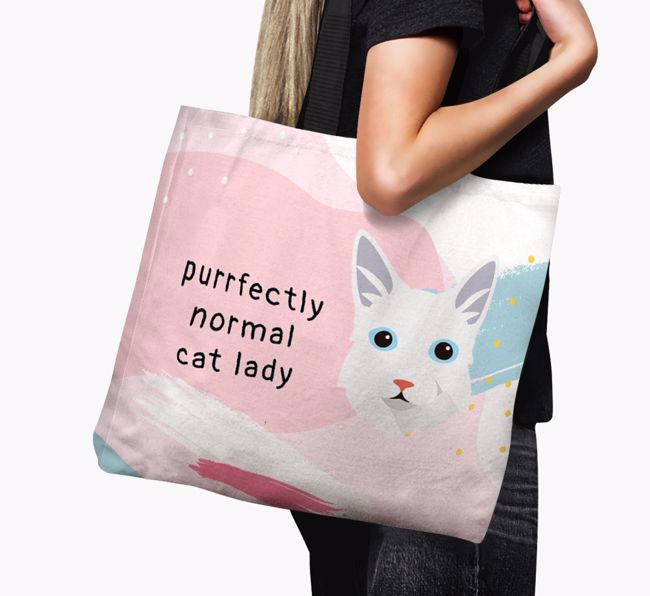 Purrfectly Normal Cat Lady: Personalized {breedCommonName} Canvas Bag