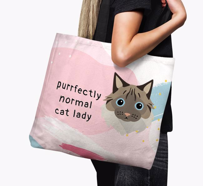 Purrfectly Normal Cat Lady: Personalised {breedCommonName} Canvas Bag