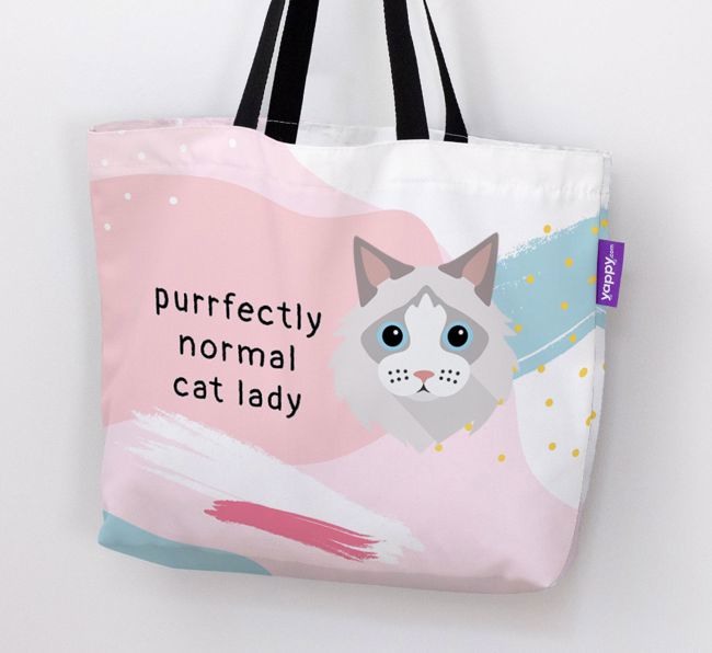 'Purrfectly Normal Cat Lady' - Personalised {breedFullName} Canvas Bag