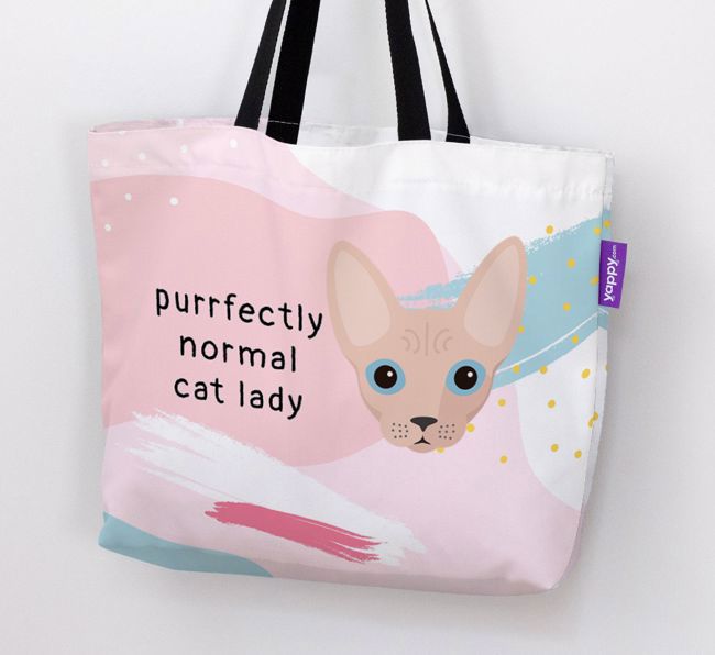 'Purrfectly Normal Cat Lady' - Personalised {breedFullName} Canvas Bag