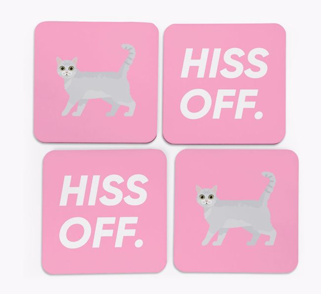 'Hiss Off' - Personalised {breedFullName} Coasters (Set of 4)