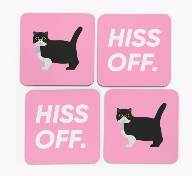 'Hiss Off' - Personalized {breedFullName} Coasters (Set of 4)